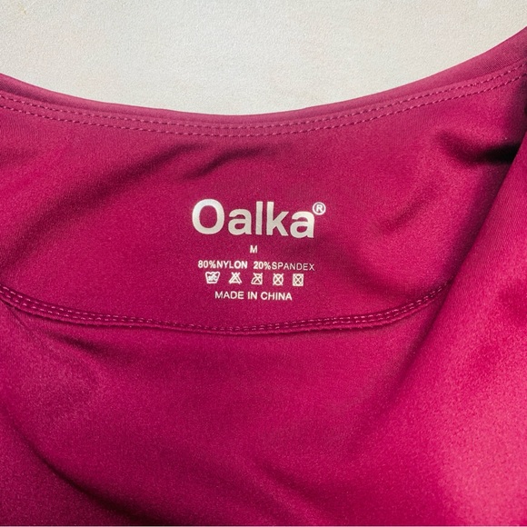 Maroon Cropped High Neck Built in Bra Stretchy Tank Top | Medium - Picture 2 of 6